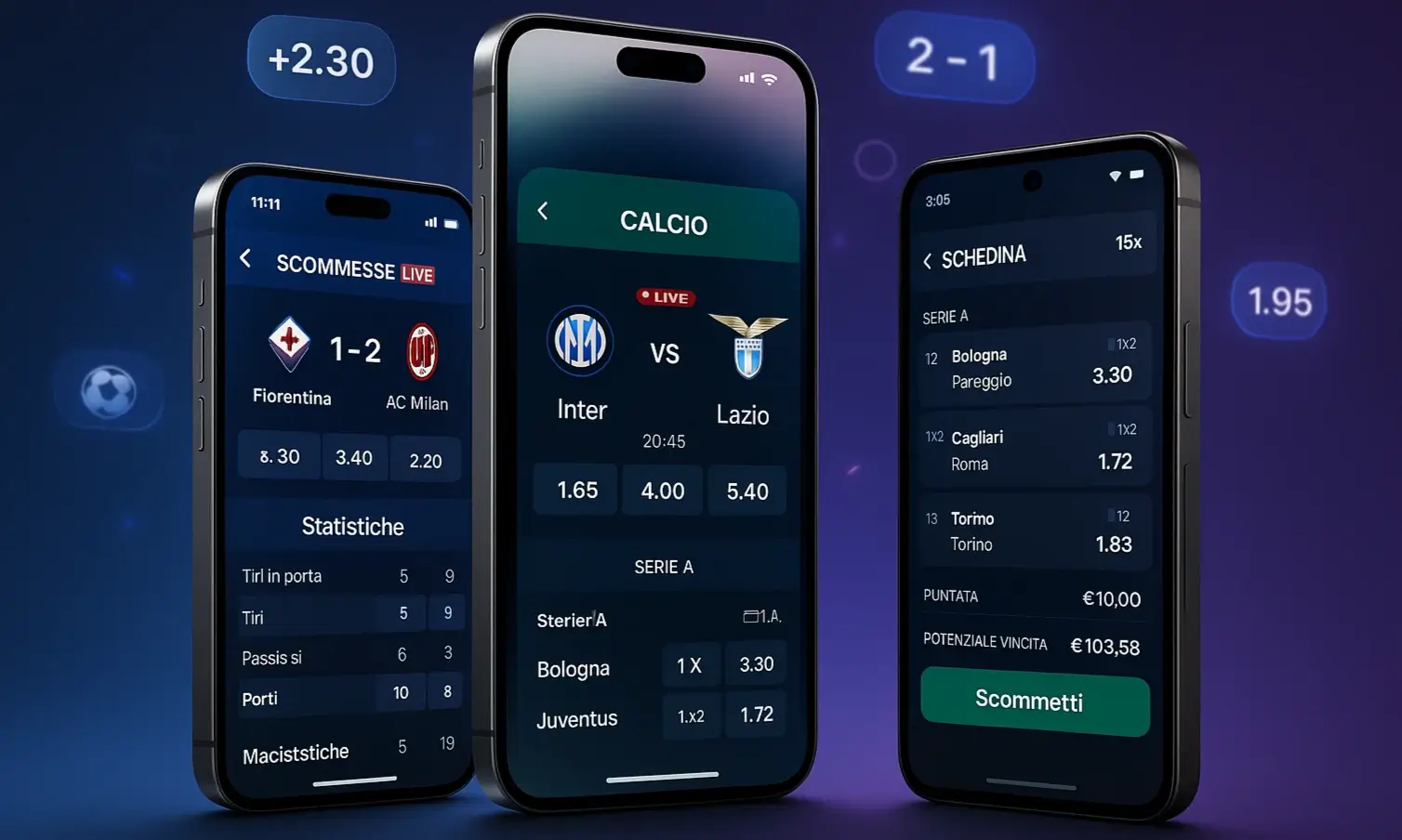 Smartphone moderni con interfacce di app scommesse italiane nel 2025