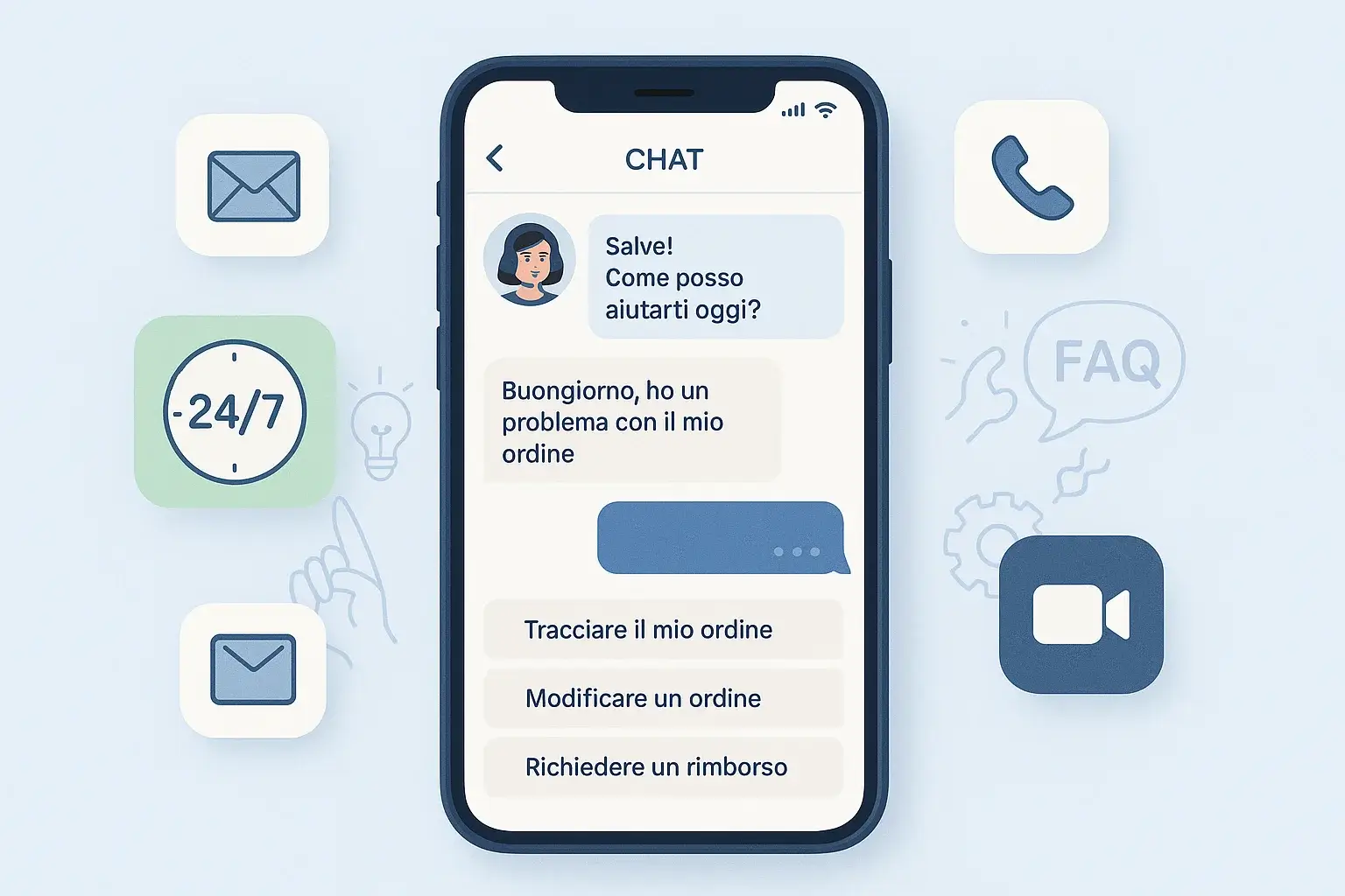 Interfaccia di supporto clienti per app scommesse con chat live in italiano