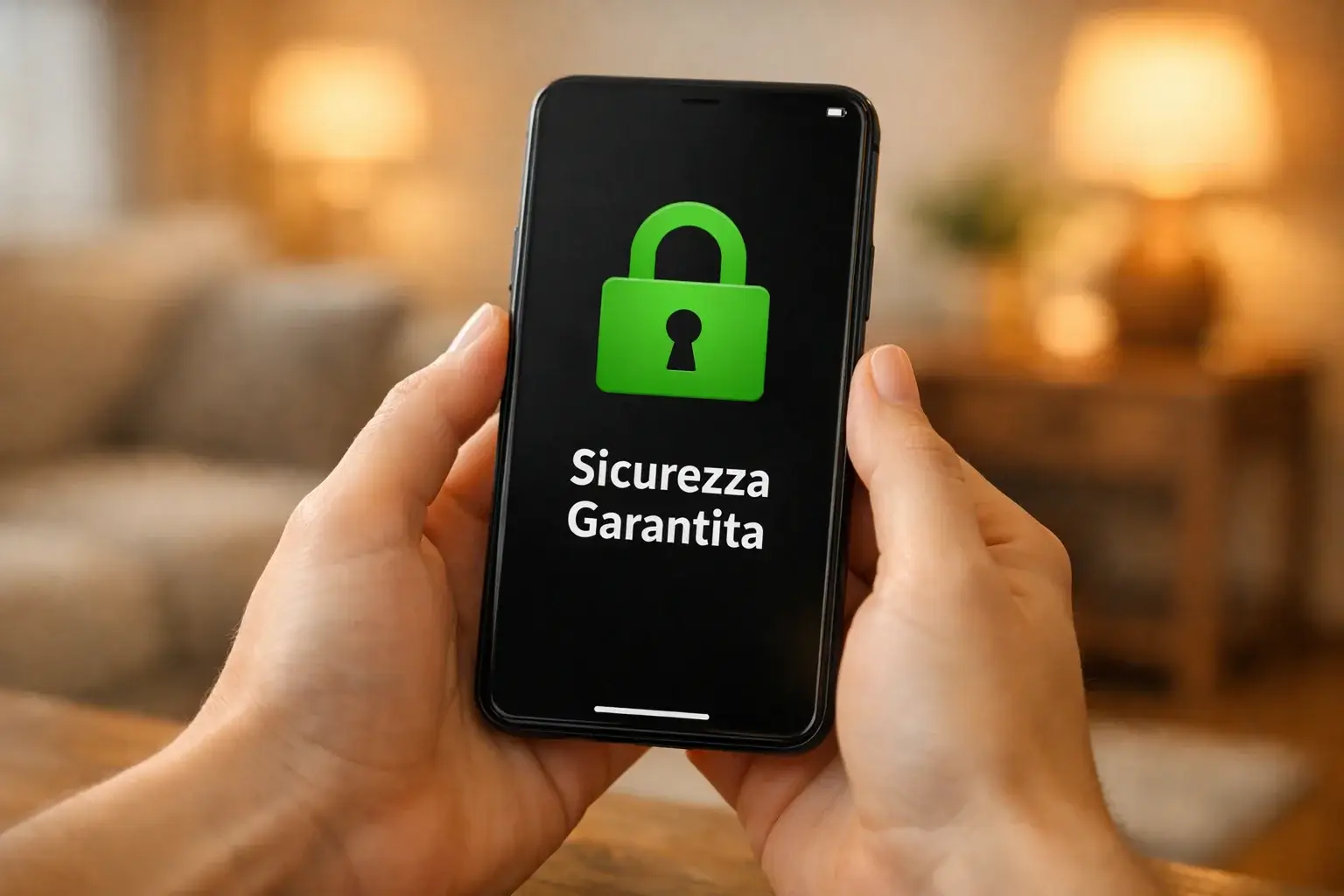 Persona che utilizza smartphone per scommesse con simbolo di sicurezza e lucchetto
