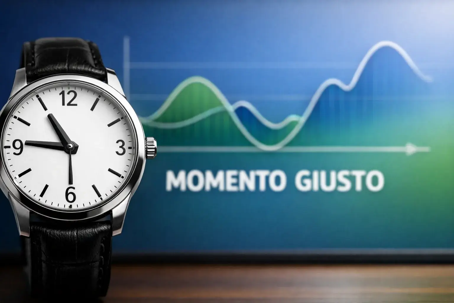Orologio con sfondo di grafico in movimento