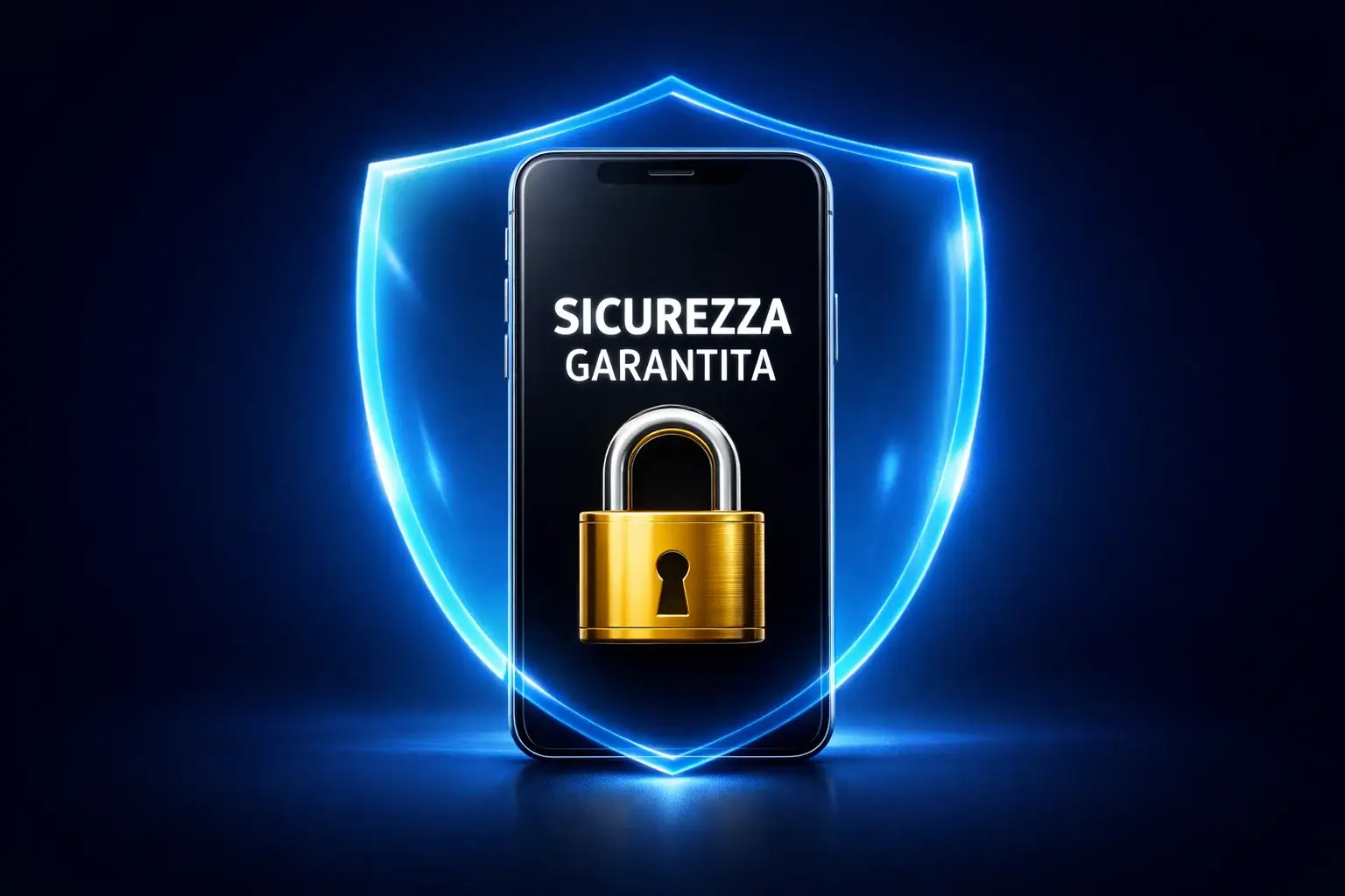 Smartphone con scudo di sicurezza e lucchetto