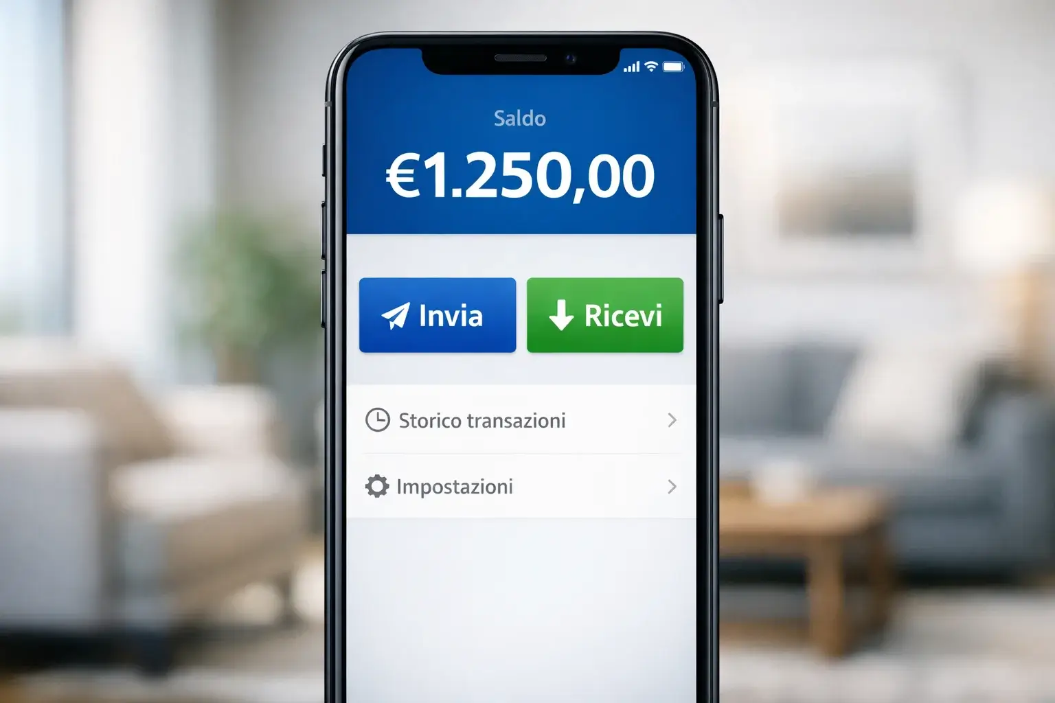 Smartphone con portafoglio digitale aperto
