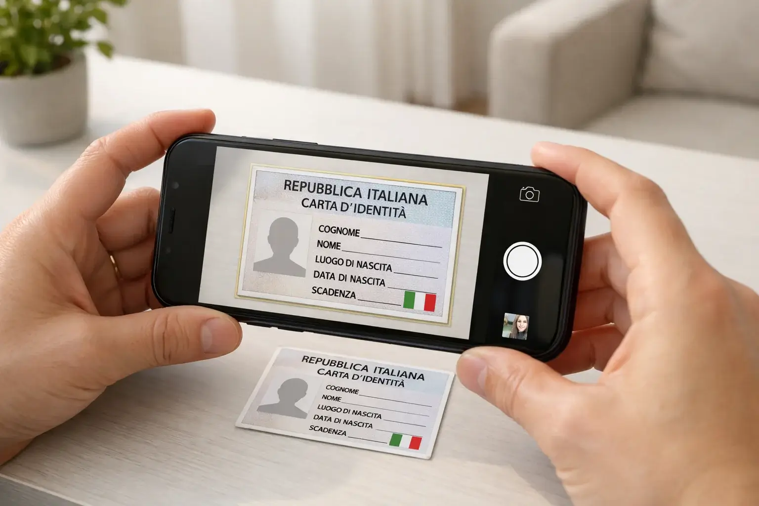 Persona che fotografa documento con smartphone