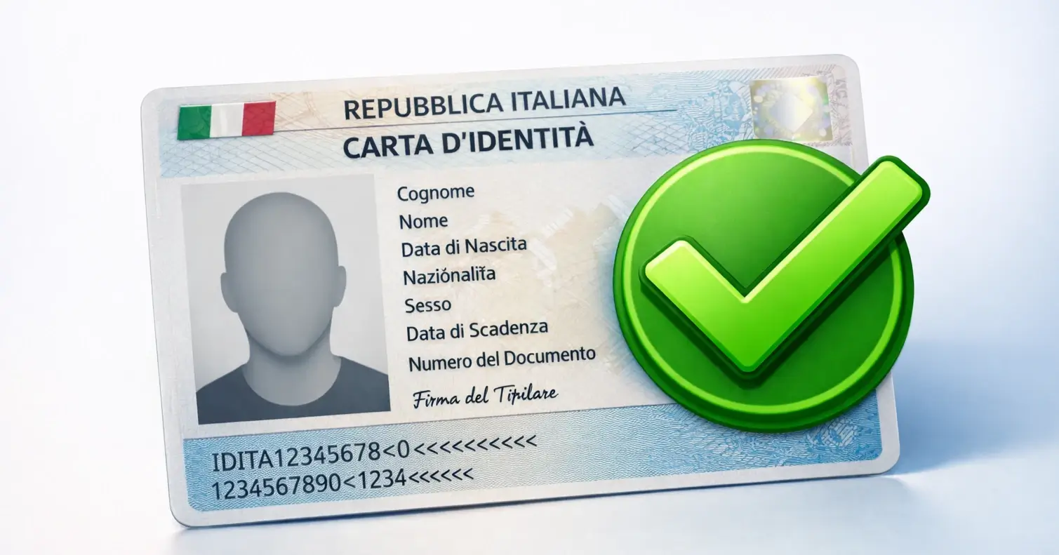 Documento di identità con checkmark verde di approvazione