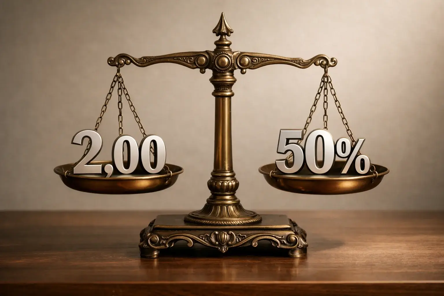 Bilancia con quote da un lato e percentuali dall'altro