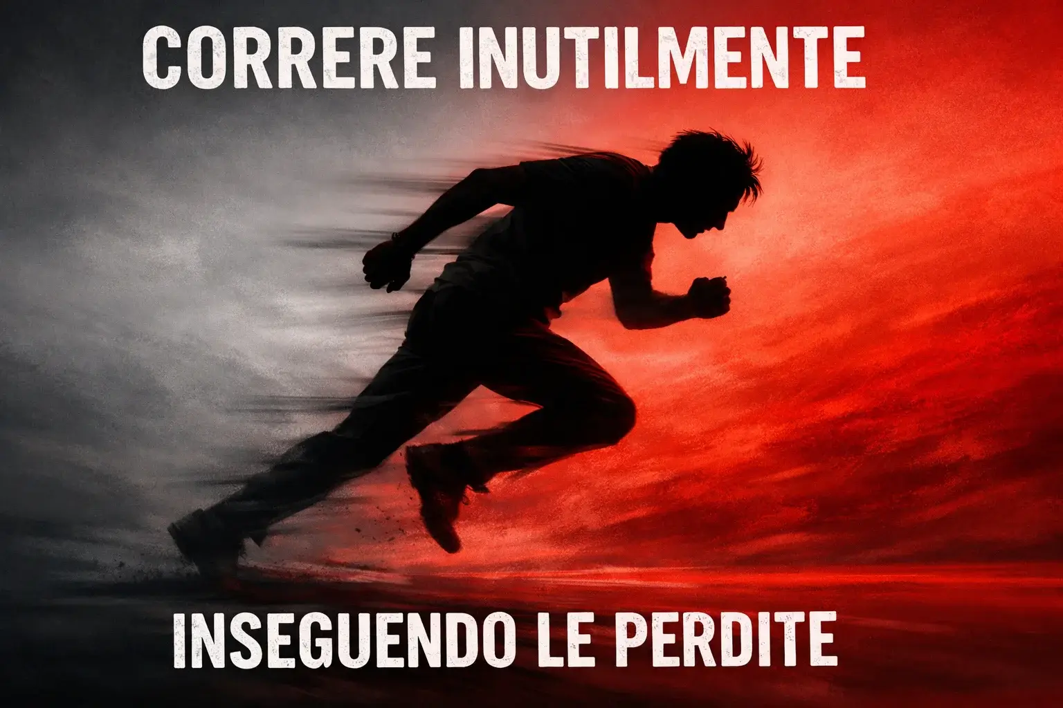Persona che corre affannosamente dietro a qualcosa