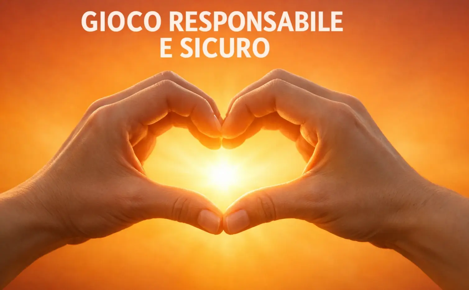 Mani che formano cuore con luce calda sullo sfondo