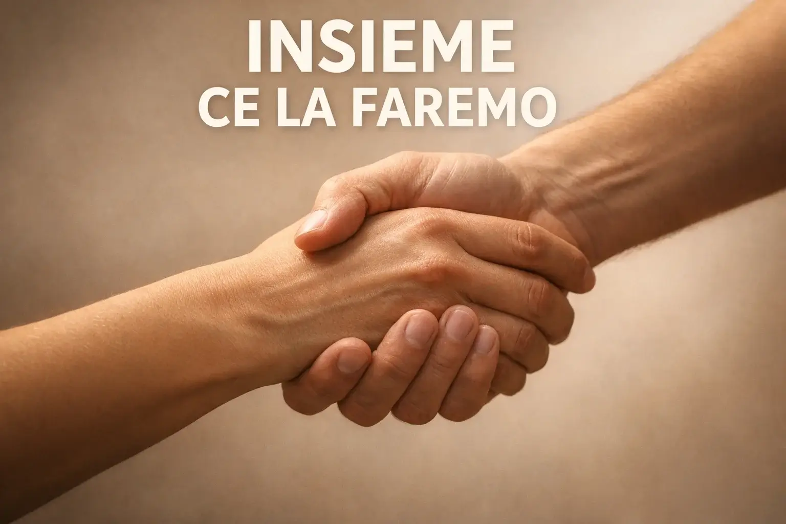 Mani che si stringono in gesto di supporto e aiuto