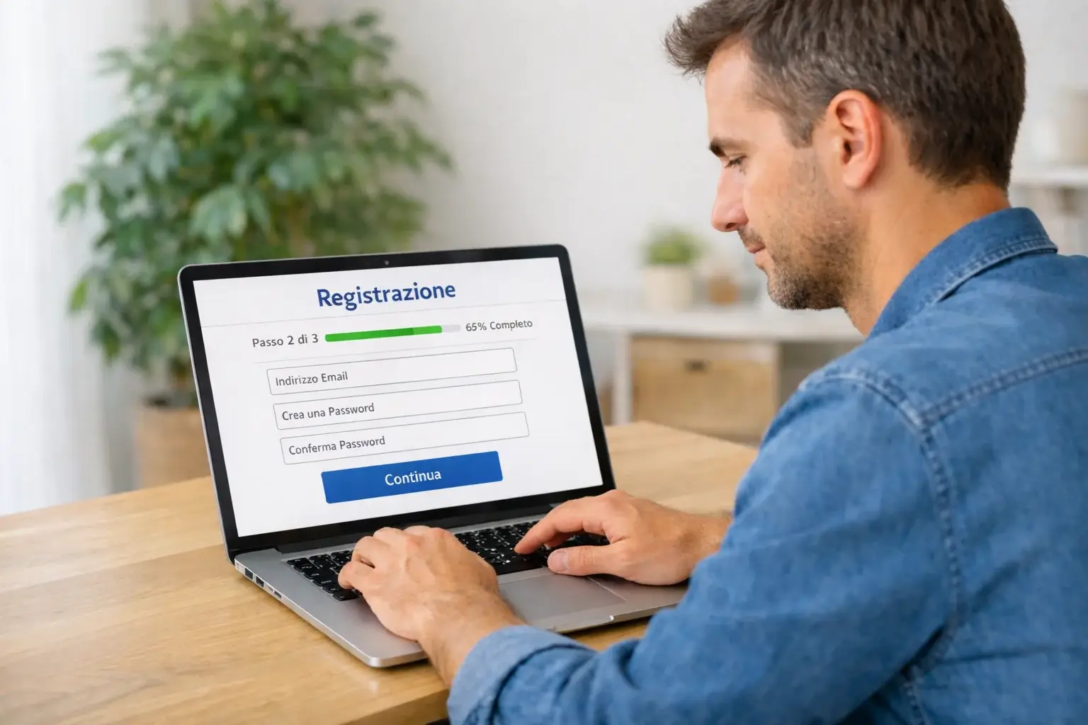 Persona che completa procedura di attivazione SPID su laptop