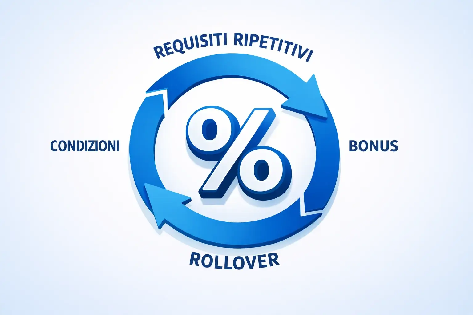 Freccia circolare che indica ciclo di requisiti su sfondo blu