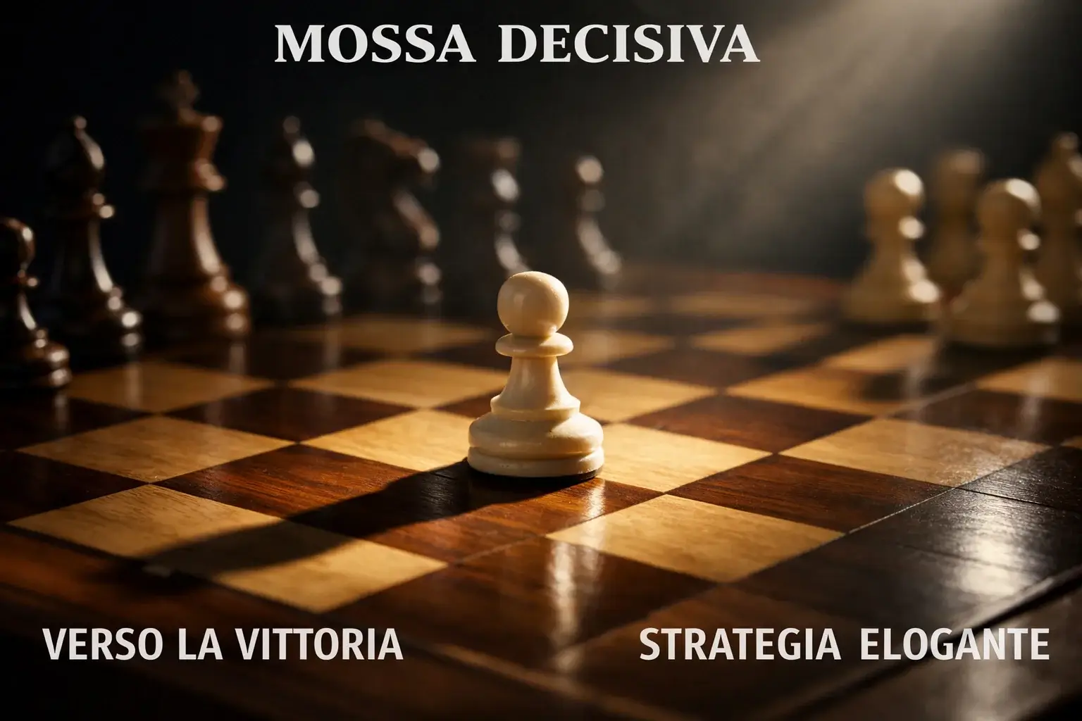 Scacchiera con pedina che avanza strategicamente