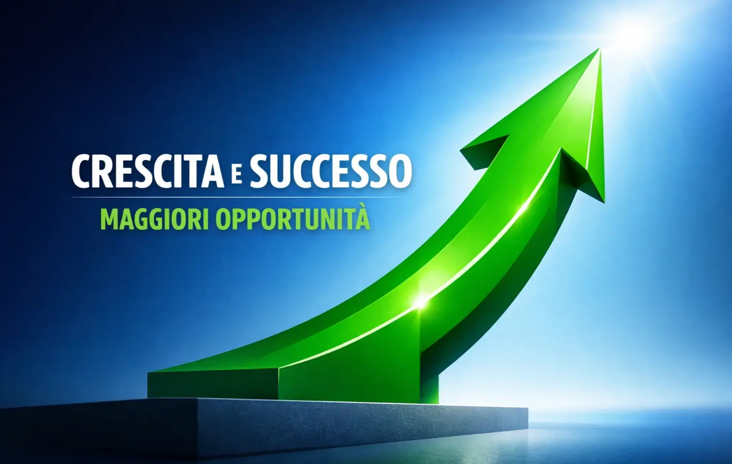 Freccia verde che sale verso l'alto su grafico stilizzato