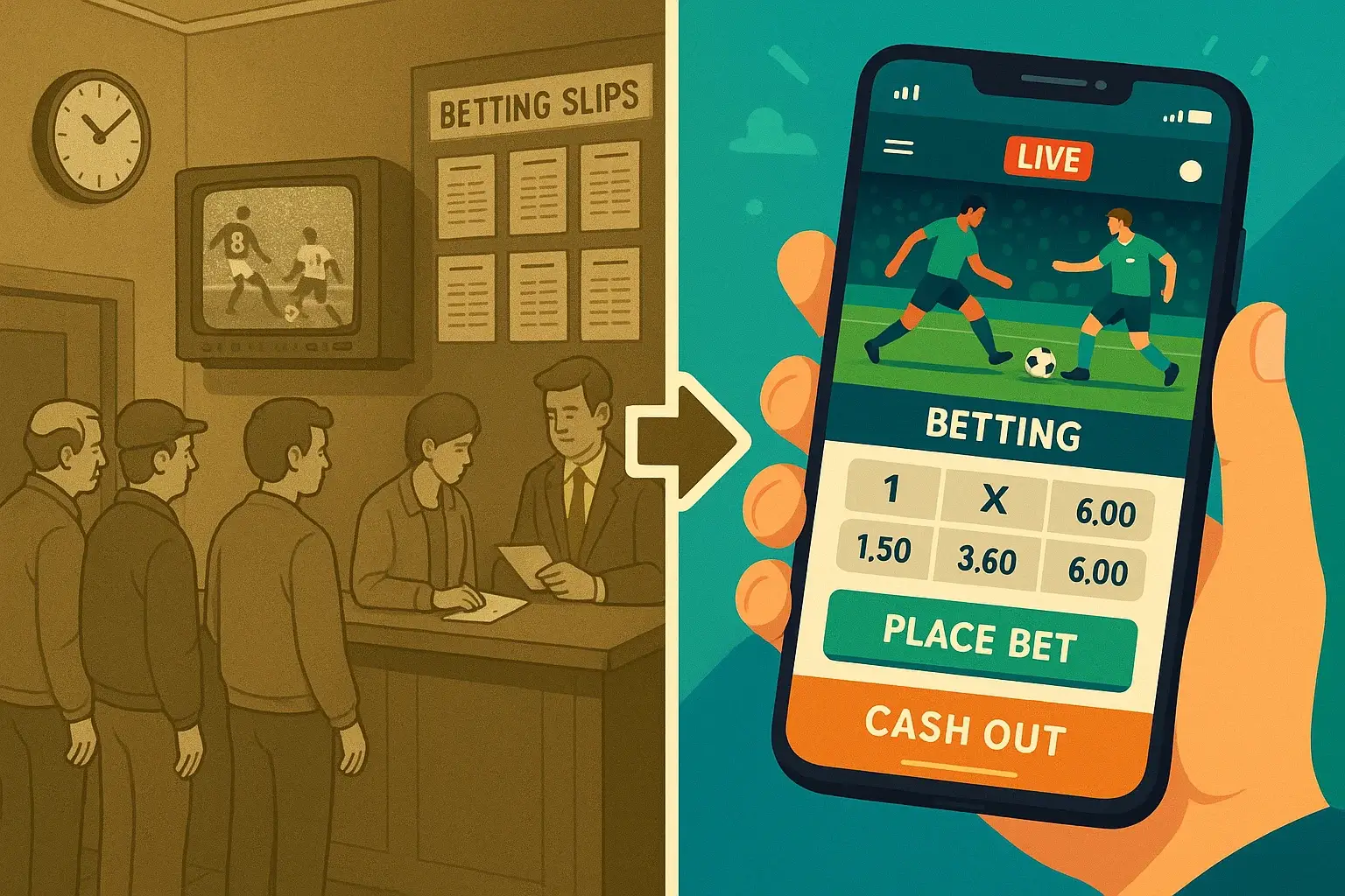 Confronto tra scommesse tradizionali in ricevitoria e moderne scommesse digitali su smartphone