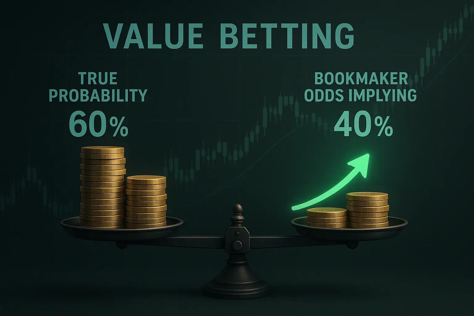 Illustrazione bilancia value betting confronto probabilità reali vs quote bookmaker